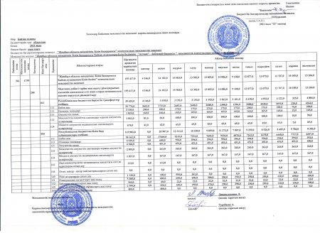 Мемлекеттік мекеменің қаржыландырудың жеке жоспары 2021жылға