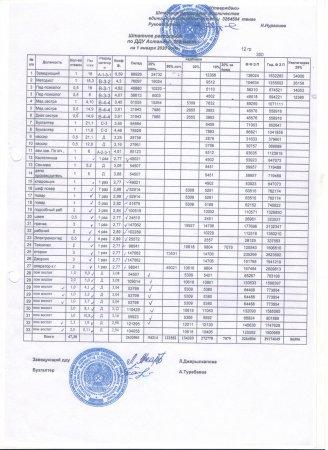 Штатное расписание на 2020год