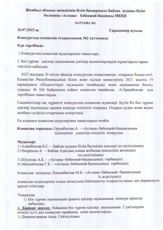 Конкурстың нәтижесі