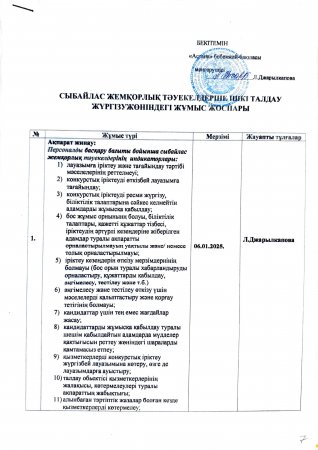 Сыбайлас жемқорлық тәуекелдеріне ішкі талдау жүргізу жөніндегі жұмыс жоспары