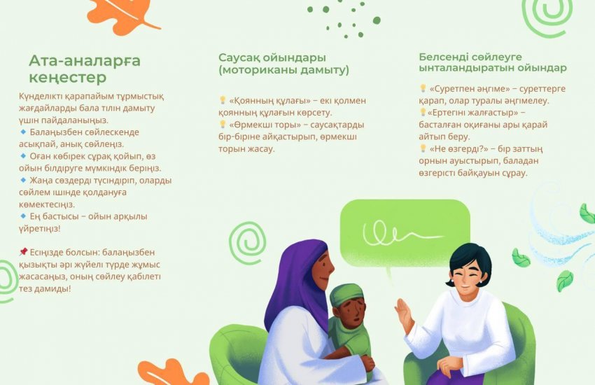 "Үй жағдайында баланың сөйлеу тілін дамыту әдістері жайлы не білесіз?